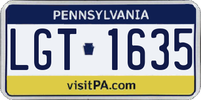 PA license plate LGT1635