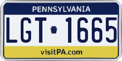 PA license plate LGT1665