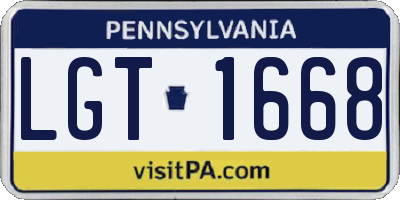 PA license plate LGT1668