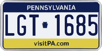 PA license plate LGT1685