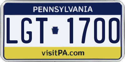 PA license plate LGT1700
