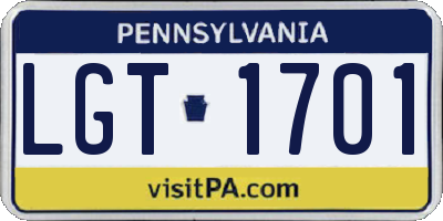 PA license plate LGT1701
