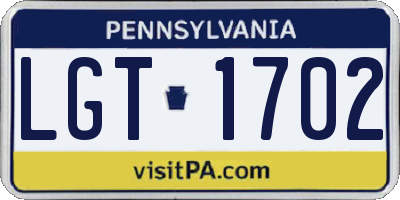 PA license plate LGT1702