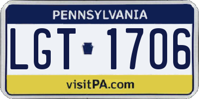 PA license plate LGT1706