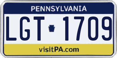 PA license plate LGT1709