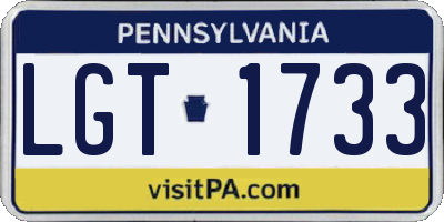 PA license plate LGT1733