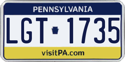 PA license plate LGT1735
