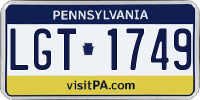PA license plate LGT1749