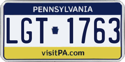 PA license plate LGT1763