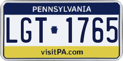 PA license plate LGT1765