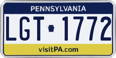 PA license plate LGT1772