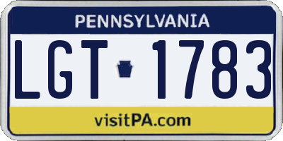 PA license plate LGT1783