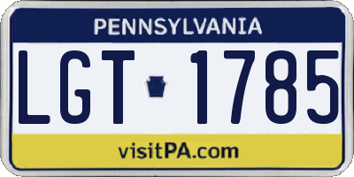 PA license plate LGT1785