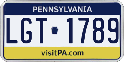 PA license plate LGT1789