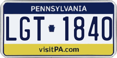 PA license plate LGT1840