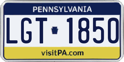 PA license plate LGT1850