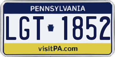 PA license plate LGT1852