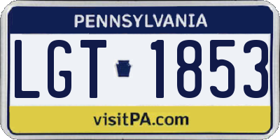 PA license plate LGT1853