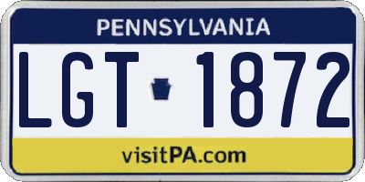 PA license plate LGT1872