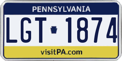 PA license plate LGT1874