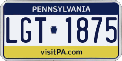 PA license plate LGT1875