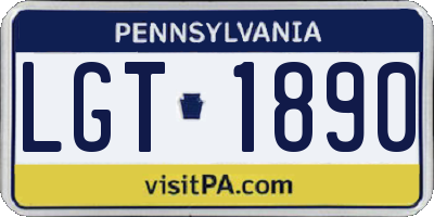 PA license plate LGT1890