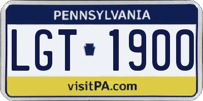 PA license plate LGT1900