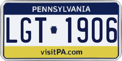 PA license plate LGT1906