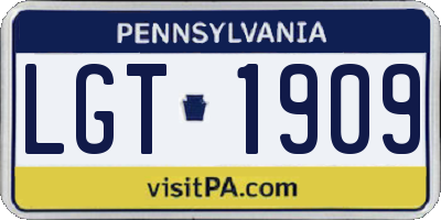 PA license plate LGT1909