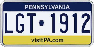 PA license plate LGT1912