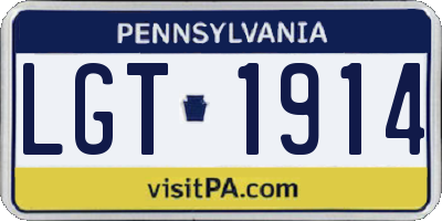 PA license plate LGT1914