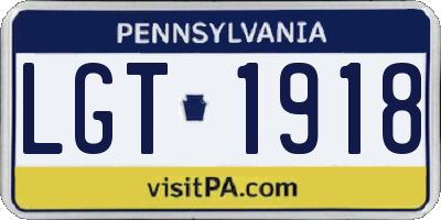 PA license plate LGT1918