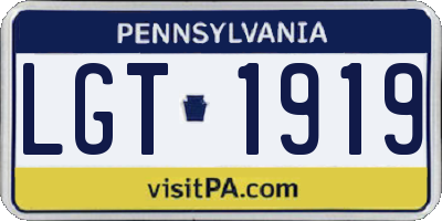 PA license plate LGT1919