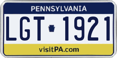 PA license plate LGT1921