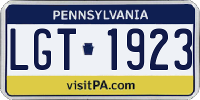 PA license plate LGT1923