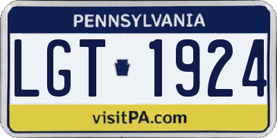PA license plate LGT1924