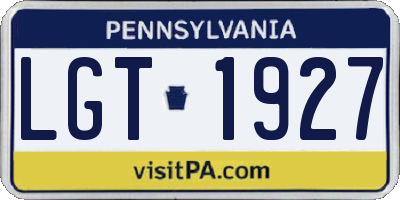 PA license plate LGT1927
