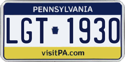 PA license plate LGT1930