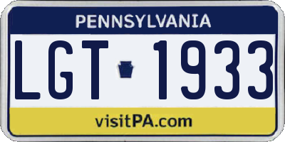 PA license plate LGT1933