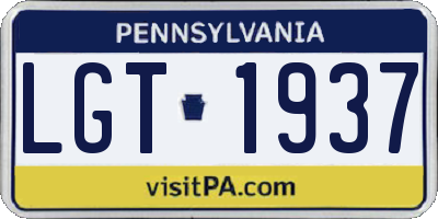 PA license plate LGT1937