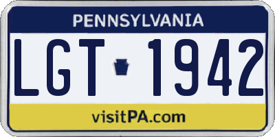 PA license plate LGT1942