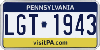 PA license plate LGT1943