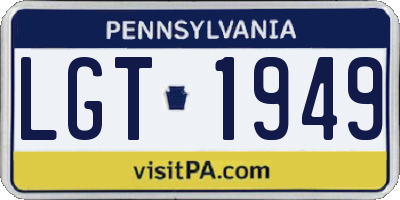 PA license plate LGT1949