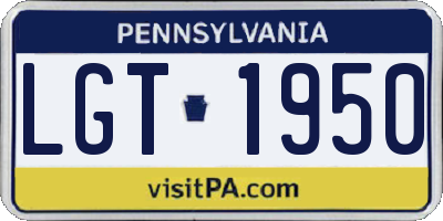 PA license plate LGT1950