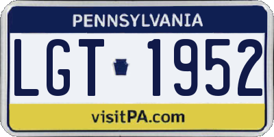 PA license plate LGT1952