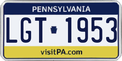 PA license plate LGT1953