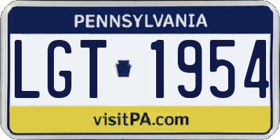 PA license plate LGT1954