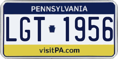PA license plate LGT1956