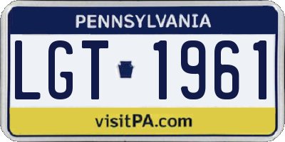 PA license plate LGT1961