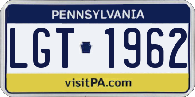 PA license plate LGT1962